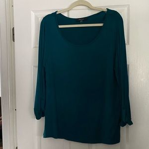 Teal 3/4 length sleeve with button roll up sleeve